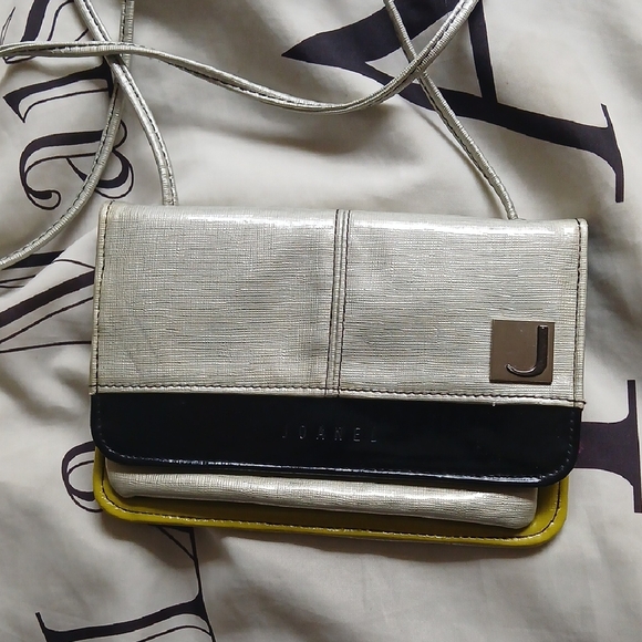 Joanel Handbags - Chic Silver and Black Crossbody Bag Wallet Size